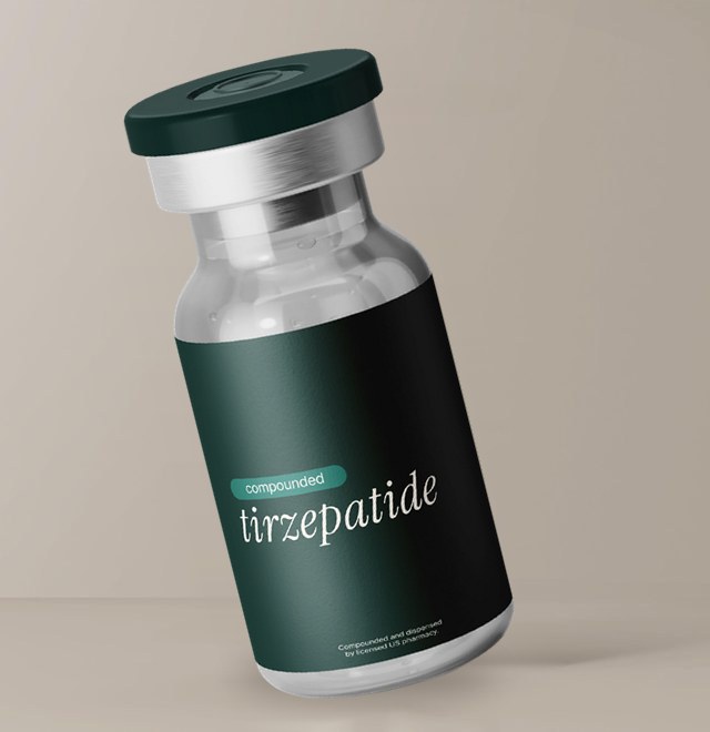 A vial of Bliv compounded tirzepatide.