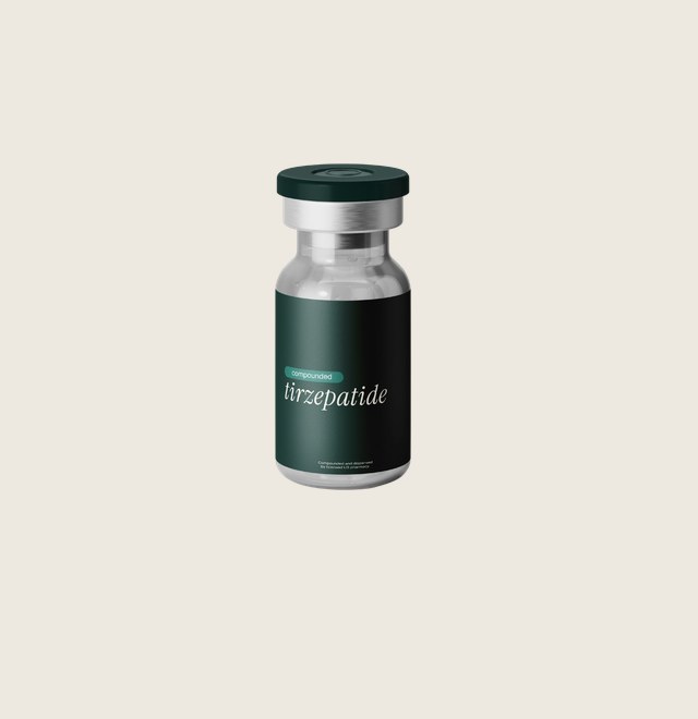 A vial of Bliv compounded tirzepatide.