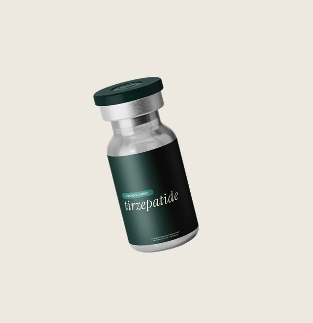 A vial of Bliv compounded tirzepatide.